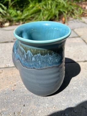 Clay In Motion River Stone Handwarmer Mug, Right Hand Artist signed 2024